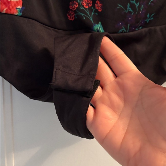 AFRM Maxine Off-Shoulder Bodysuit in Black and Red Floral - Picture 6 of 9